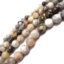bamboo leaf agate smooth round beads 