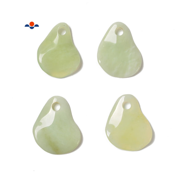 Natural Light Green Jade Twisted Leaf Shape Pendant Size 45x55mm Sold per Piece