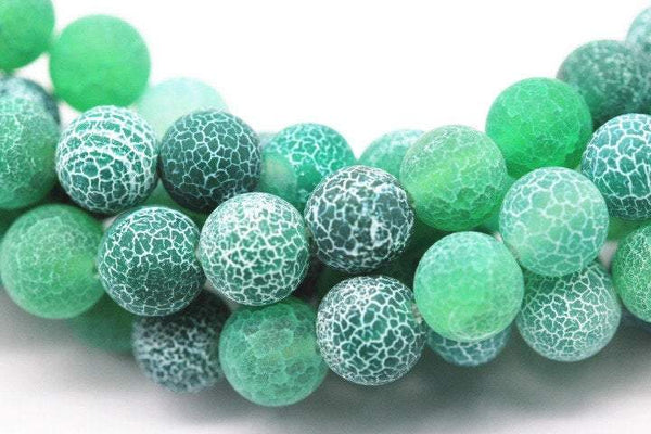 green fire agate Crackled matte round beads 