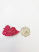 red bamboo coral hand carved duck pendant