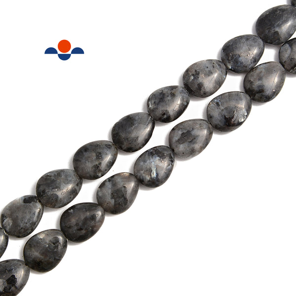 Larvikite Labradorite Flat Teardrop Beads Size 12x14mm 15.5" Strand