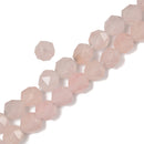 2.0mm Hole Rose Quartz Star Cut Beads Size 8mm 8 '' Strand