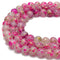 Pink Glass Fuchsia Splash Smooth Round Beads Size 14mm 15.5" Strand