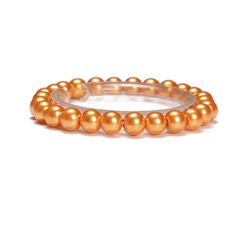 Golden Glass Pearl Smooth Round Bracelet Beads Size 6mm - 12mm 7.5'' Length