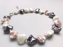 Shell Pearl Necklace Nugget Mix w/Pink Color Approx 22-28mm 17" Inches Long