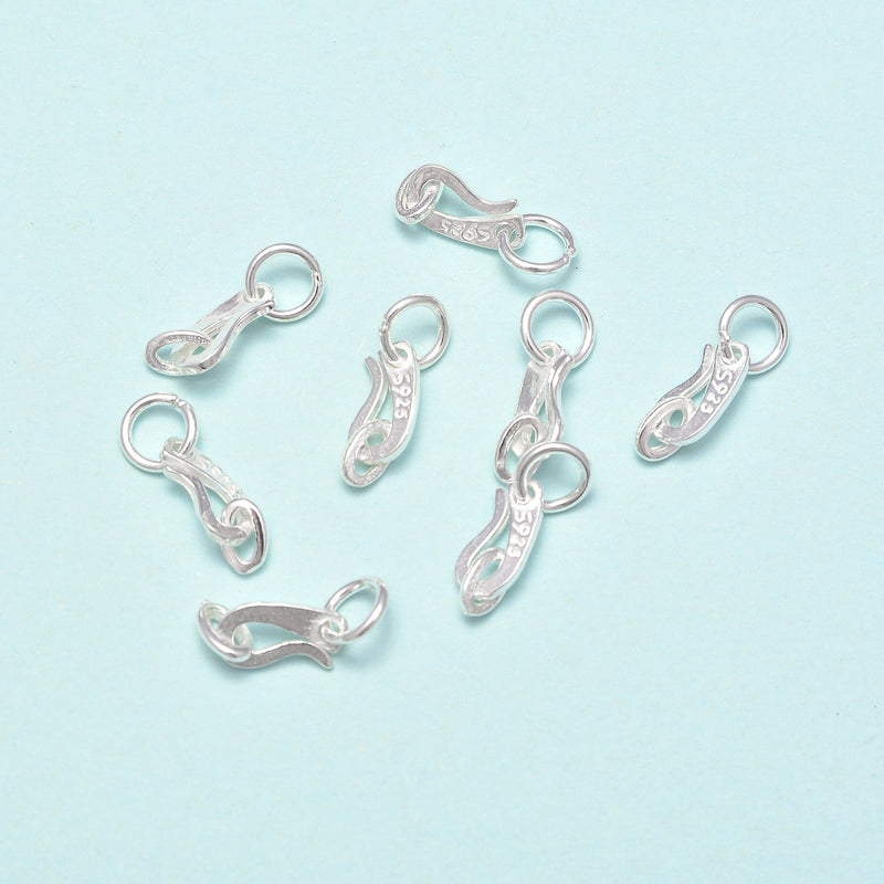 925 Sterling Silver Hook Clasp Size 5x10mm, 8pcs per Bag Sold by Bag