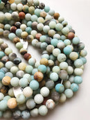 large hole multi color amazonite matte round beads