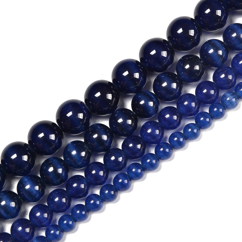 Tiger Eye Beads, Midnight Blue, 6mm Round