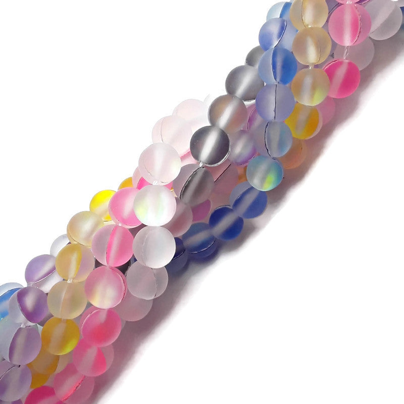 frosted mystic aura gray white blue yellow pink purple beads