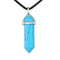 Blue Turquoise Pendulum Pendant Healing Point Size 40x8mm Silver Leather Cord