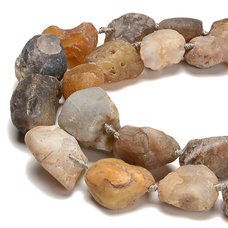 Natural Gray Agate Large Rough Nugget Chunks Beads Size 20-30mm 15.5'' Strand