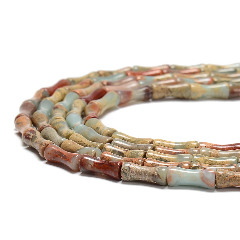 Natural Aqua Terra Jasper Bamboo Tube Beads Size 5x13mm 15.5'' Strand