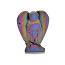 Rainbow Plated Drusy Agate Hand Carved Angel Size 2''