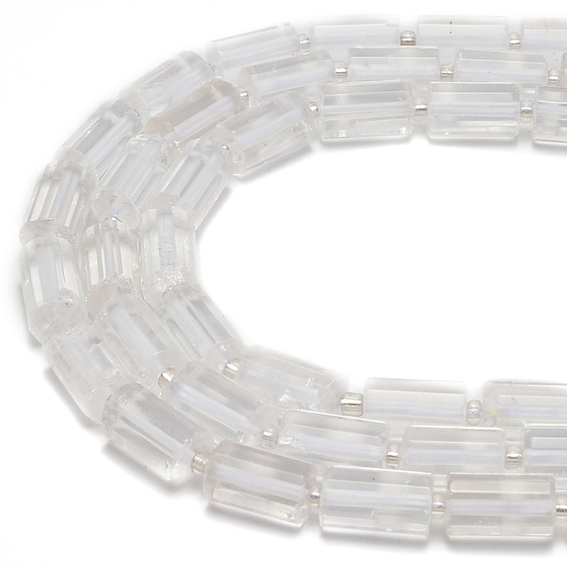 Clear Quartz Faceted Cylinder Beads Size 10x16mm 15.5'' Strand