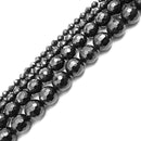 black tourmaline faceted round beads