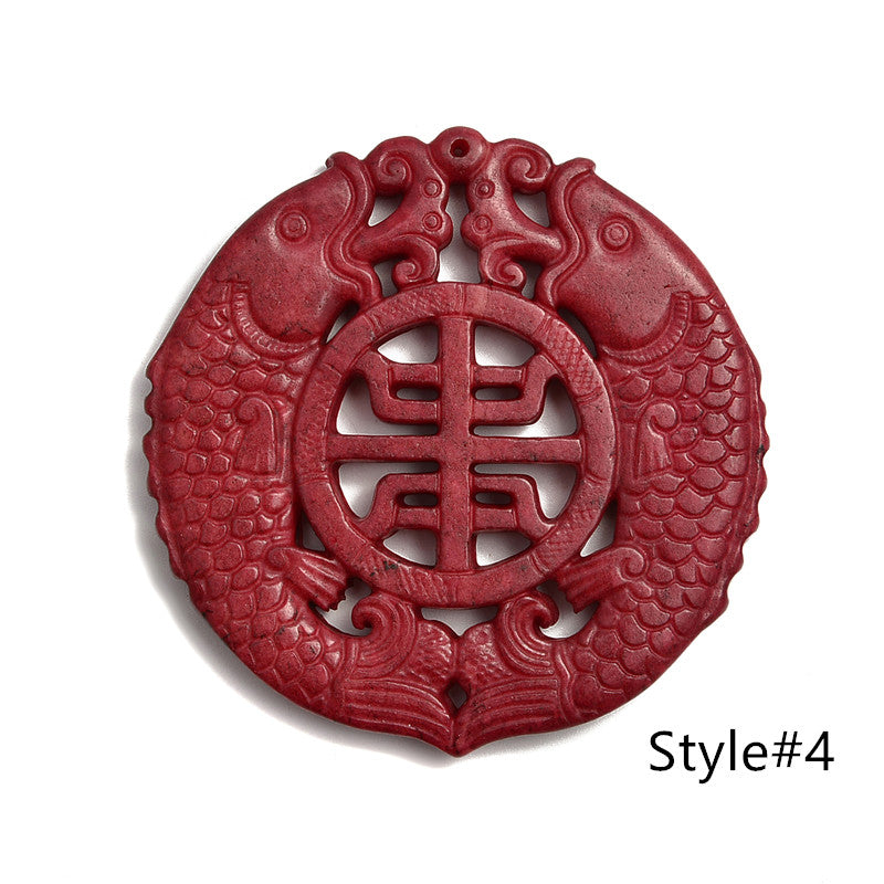 Red Jade Hand Carved Pendant Size 60-65mm Eight Styles Sold by Piece