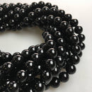 large hole black onyx smooth round beads