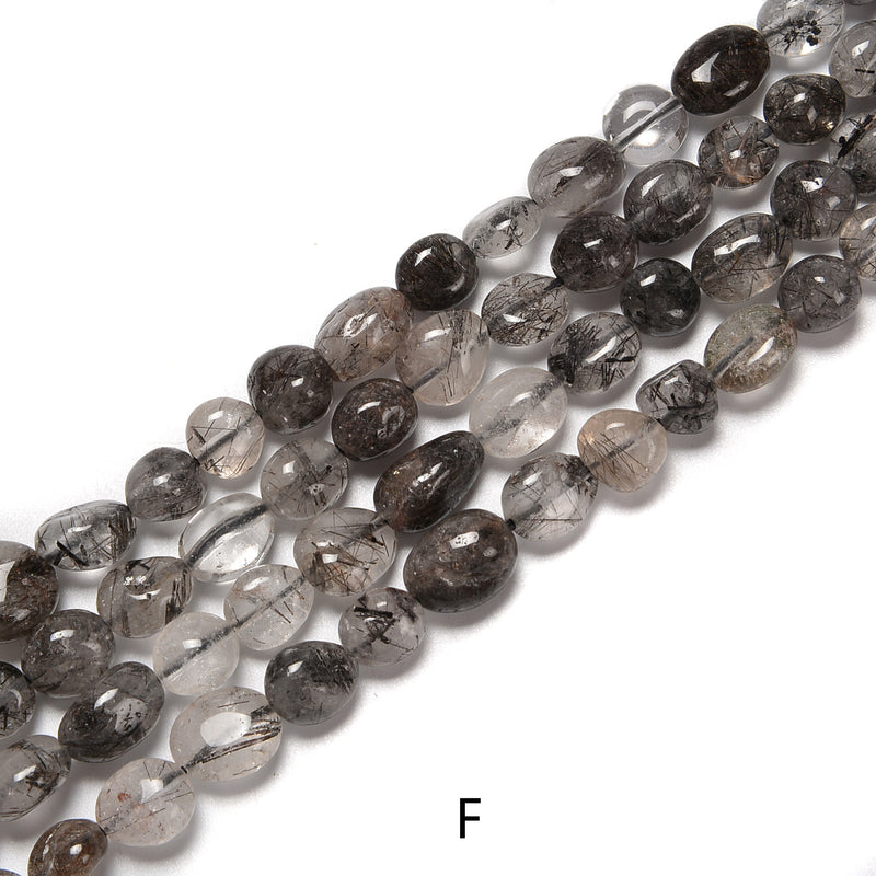 Gemstone Pebble Nugget Beads Approx 8x10mm 15.5'' Strand Clear Quartz, Citrine, Amethyst, Jade, Fluorite, Black Tourmalinated