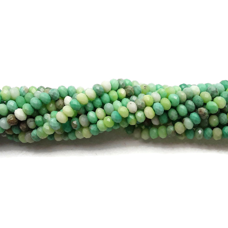 Natural Chrysoprase Faceted Hard Cut Rondelle Beads 3x4mm 15.5" Strand