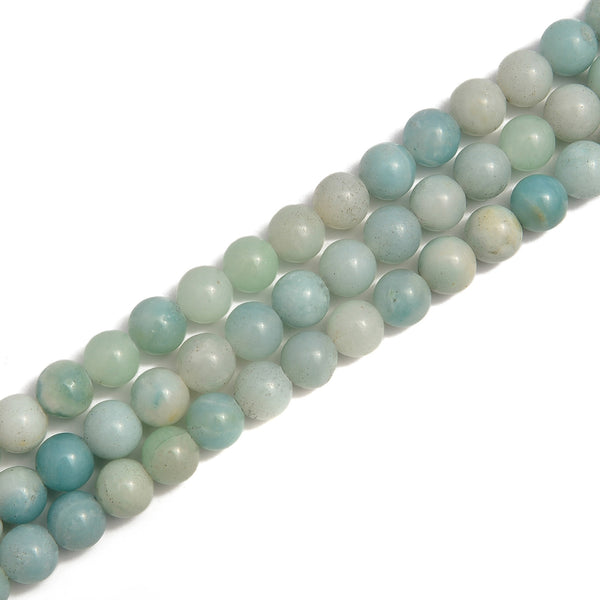 2.0mm Hole Natural Amazonite Smooth Round Beads Size 8mm 10mm 12mm 15.5" Strand