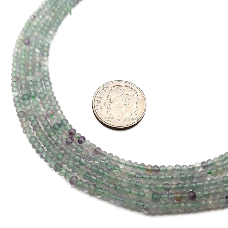 Natural Fluorite Faceted Rondelle Beads Size 2x3mm 15.5'' Strand