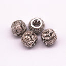 silver plated micro pave zircon cylinder charm