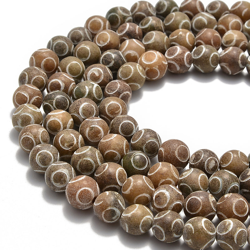 natural brown jade carved round loose beads