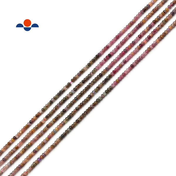 Multi Color Tourmaline Gradient Faceted Rondelle Beads 2x3mm 15.5" Strand
