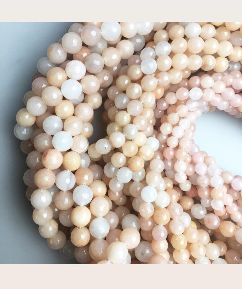 large hole pink aventurine faceted round beads