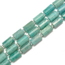 Green Amazonite Faceted Cylinder Beads Size 10x16mm 15.5'' Strand