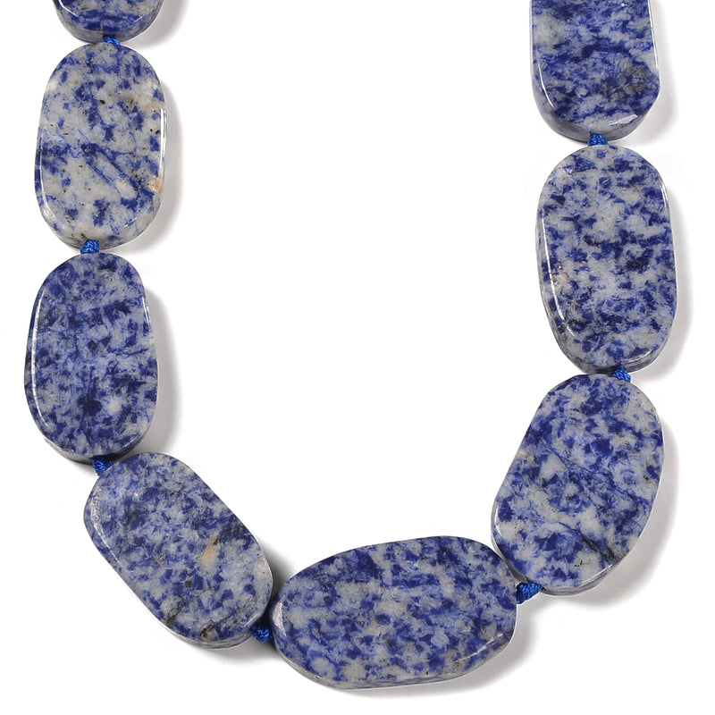 Natural Blue Spot Jasper Flat Oval Beads Size 25x40mm 15.5'' Strand