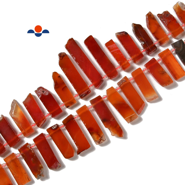 Red Striped Agate Graduated Slab Slice Stick Points Beads 10x25mm-12x45mm 15.5'' Strand