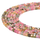 Natural Multi-color Tourmaline Faceted Cube Size 2.5mm 15.5'' Strand