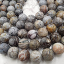 large natural bamboo leaf agate smooth round beads