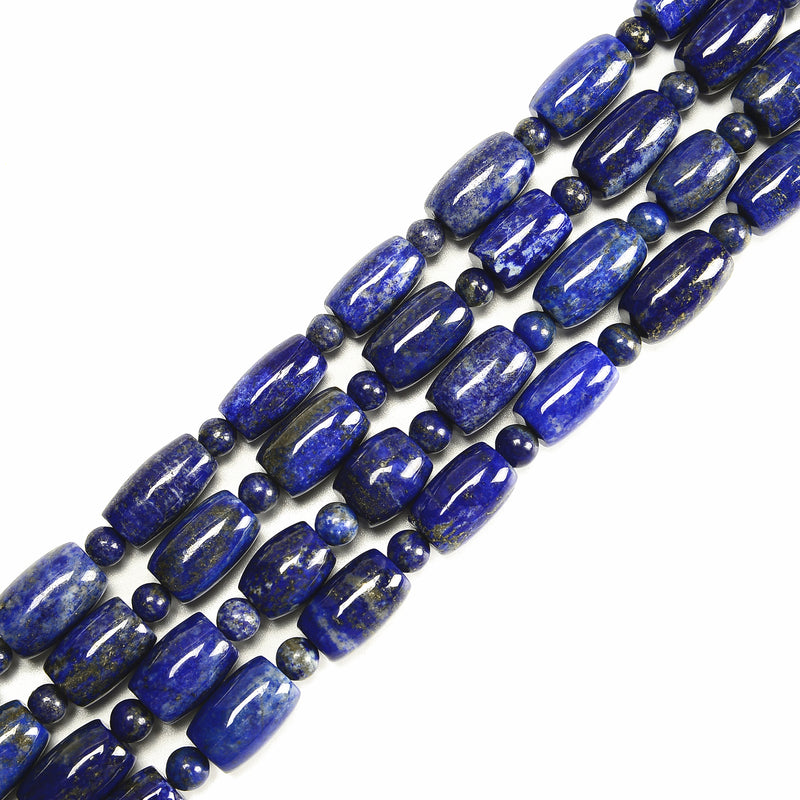 Natural Lapis Drum Barrel Beads Size 10-12x15-18mm 10-15x12-20mm 15.5'' Strand