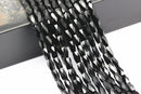 black crystal glass faceted rice beads 
