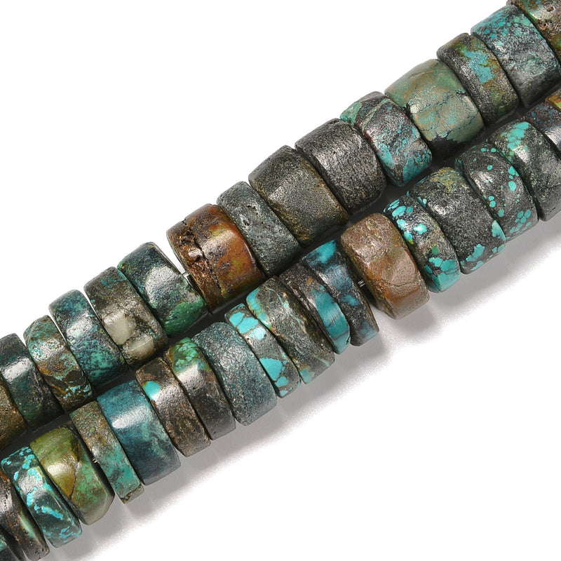 Natural Genuine Turquoise Heishi Disc Beads Size 13-14mm ~20-30mm 15.5'' Strand