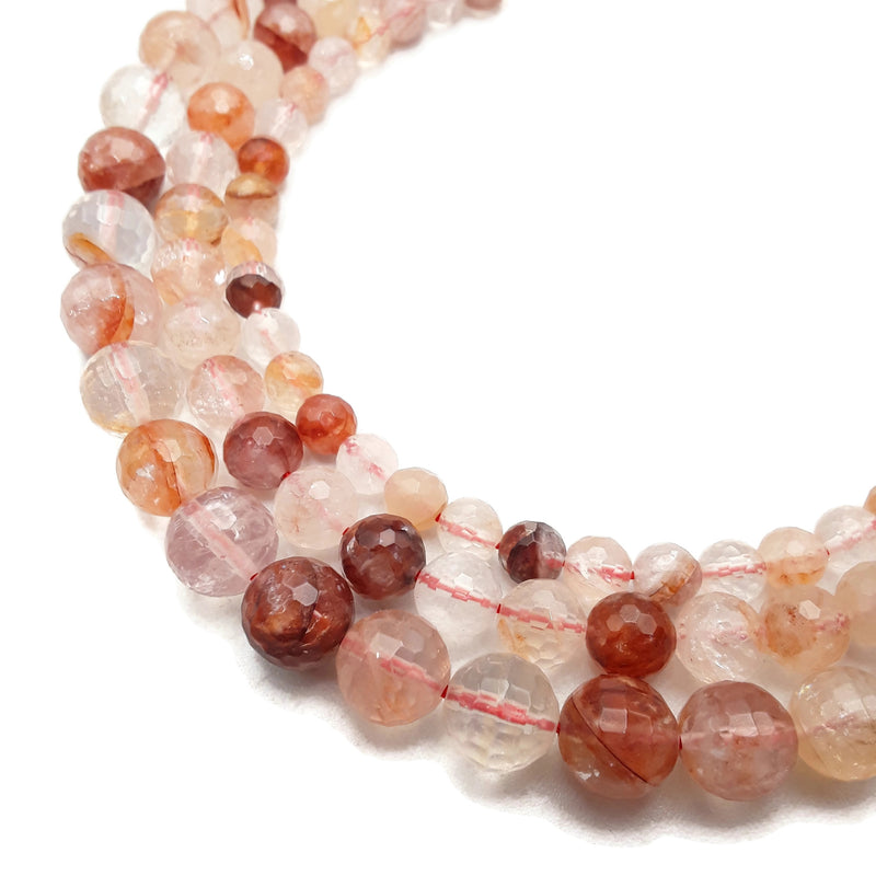 Natural Red Hematoid Fire Quartz Faceted Round Beads 6mm 8mm 10mm 15.5" Strand