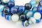large hole blue Striped agate smooth round beads