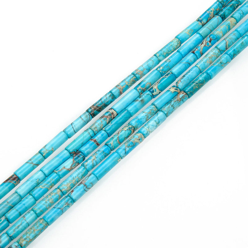 blue sea sediment jasper round tube beads 
