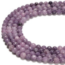 Natural Lepidolite Hard Cut Faceted Round Beads Size 6mm 8mm 10mm 15.5'' Strand