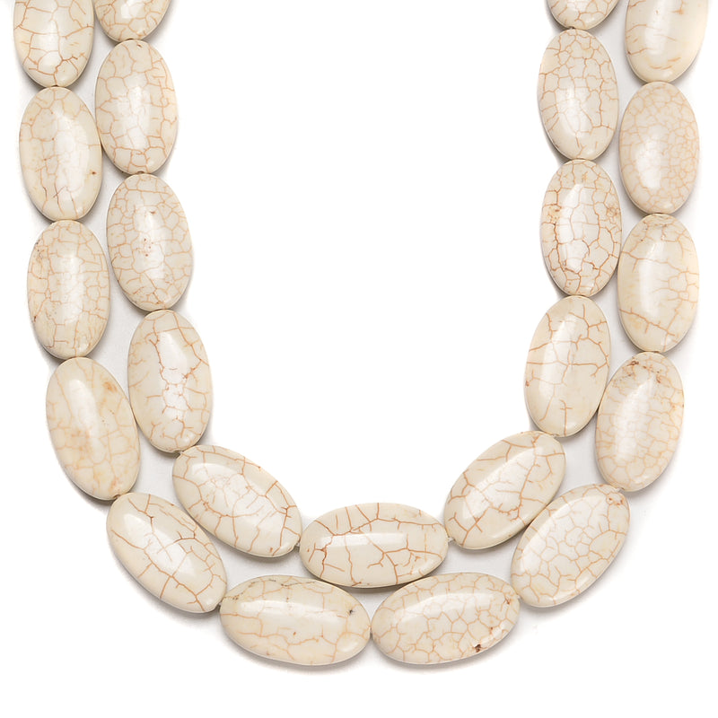 White Turquoise Oval Shape Beads Size 18x30mm 15.5'' Strand