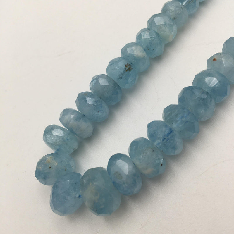 aquamarine graduated faceted rondelle beads