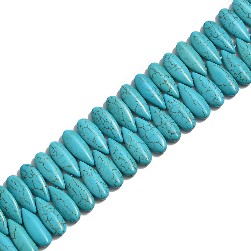 Blue Howlite Turquoise Long Teardrop Top Drill Beads Size 10x25mm 15.5" Strand