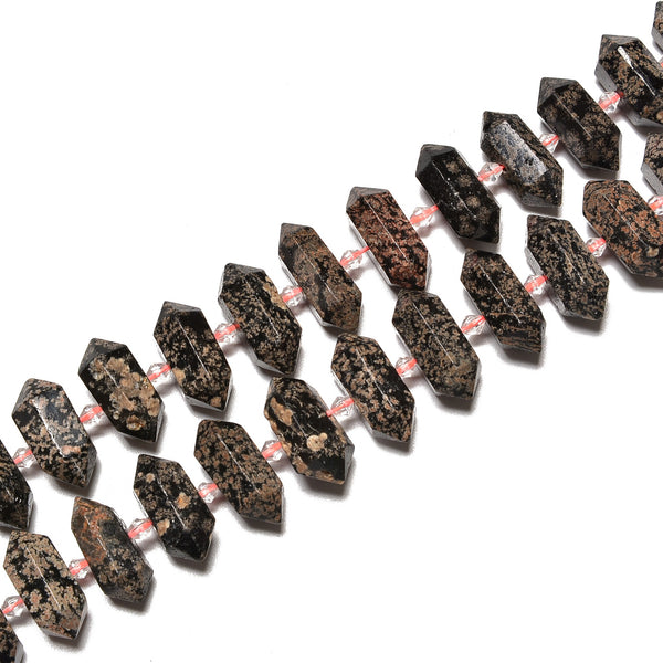 Black Leopard Skin Jasper Graduated Points Beads Size 13mm-25mm 15.5" Strand