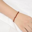 Natural Hessonite Garnet Faceted Round Beaded Bracelet Size 4mm 7.5'' Length