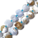 Blue Lace Agate Faceted Nugget Chunk Beads Approx 13x20mm 15.5" Strand