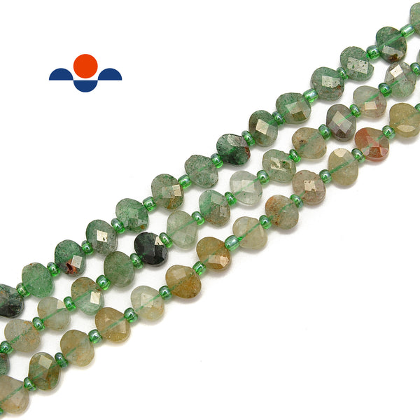 Green Strawberry Quartz Faceted Flat Oval Beads Size 6x8mm 15.5" Strand