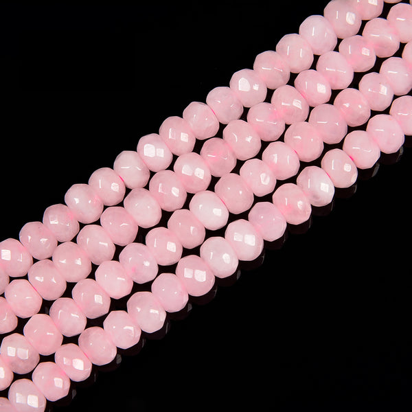 Rose Quartz Faceted Rondelle Beads 4x6mm 15.5'' Strand