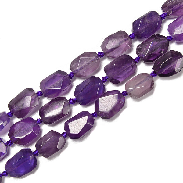 Natural Amethyst Faceted Octagon Rectangle Shape Beads Size 10x14mm 15.5''Strand